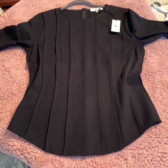 NWT Staci Snider Black With Pintuk Bodice Top Back Zipper New and Stunning - Picture 2 of 12